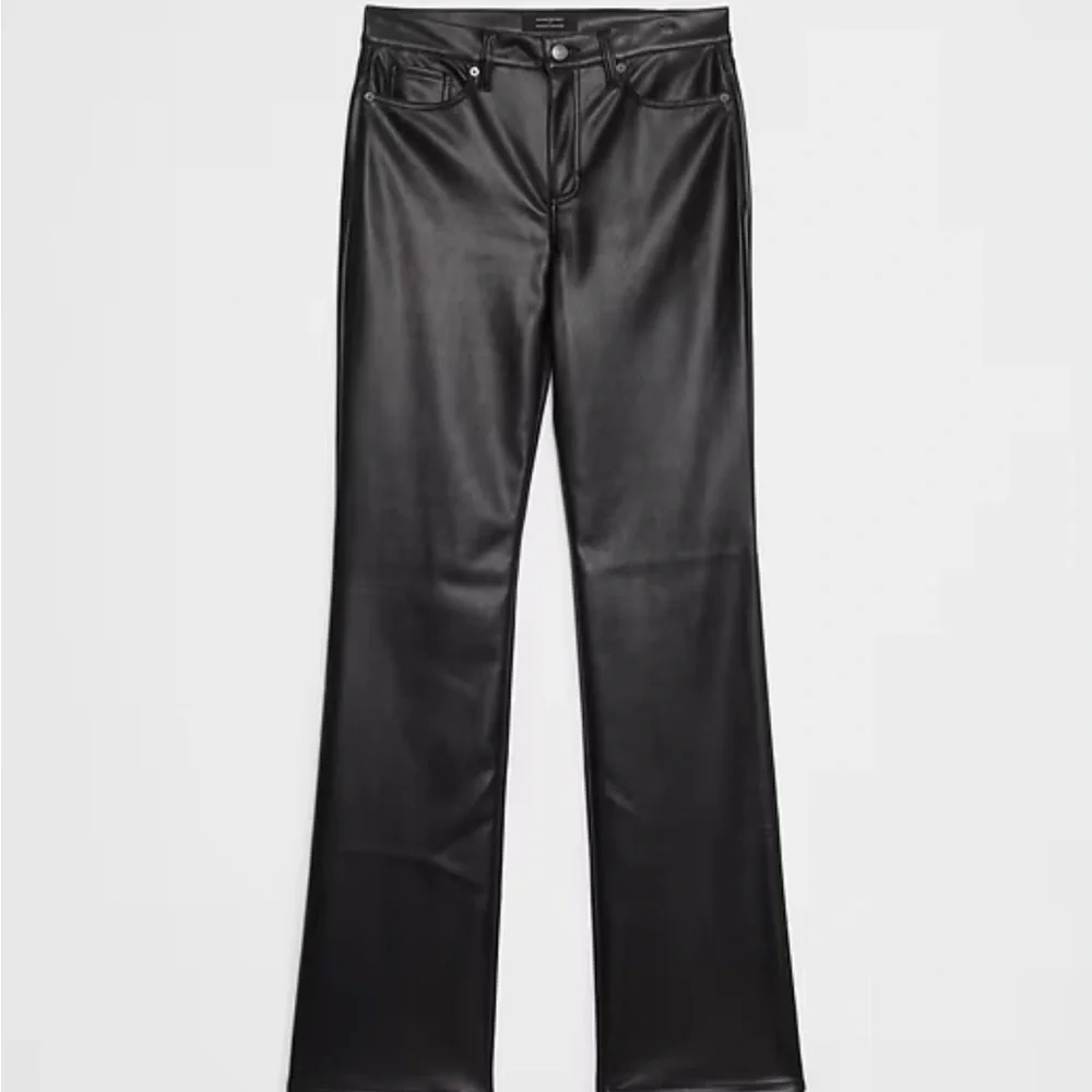 Banana Republic Black Faux Leather Straight-Leg Pants - Picture 2 of 3